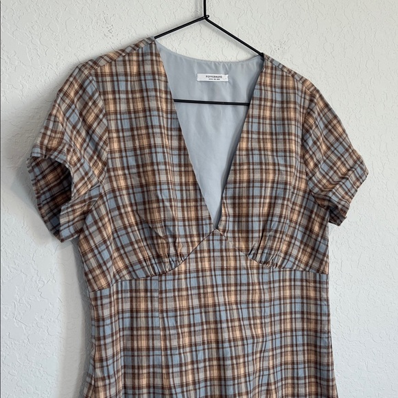Pepper Mayo Plaid V Neck Mini Dress - Picture 4 of 9